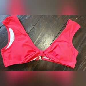 Cupshe Coral Red Knot-Front Bikini Top